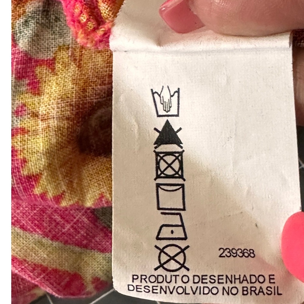 Farm Rio Brazil Sunflower Maxi Dress Sz XS Pink Floral Halter Boho Summer V-Neck - Picture 14 of 14